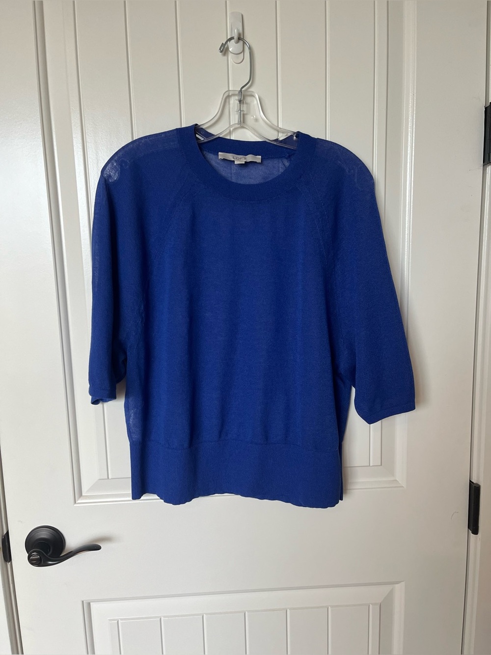 LOFT Royal Blue Lightweight Crewneck Sweater, slightly sheer